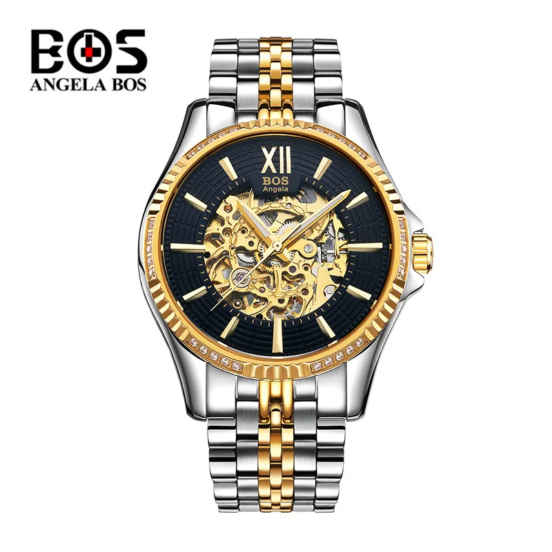 

Relogio Masculino ANGELA BOS Luxury Brand Automatic Watch Men Fashion Skeleton Business Mechanical Wrist Watch Clock Man Saat
