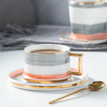 

High quality ceramic tea set coffee mug mug retro luxury European coffee cup dish spoon set English afternoon tea set gift cup
