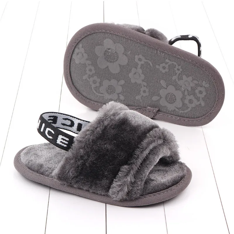 Fashion Faux Fur Baby Shoes Summer Cute Infant Baby boys girls shoes soft sole indoor shoes for 0-18M