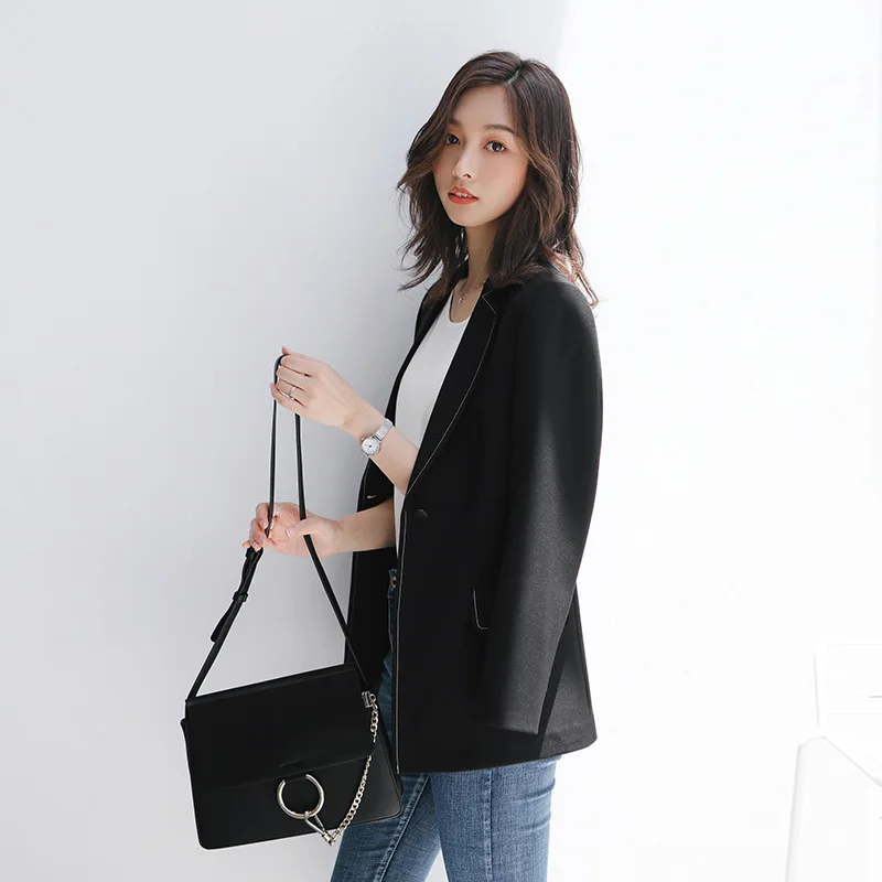 

Small Suit Women's Korean-style 2019 Spring And Autumn New Style Casual Slimming Elegant Solid Color Long Sleeve Suit Short WOME