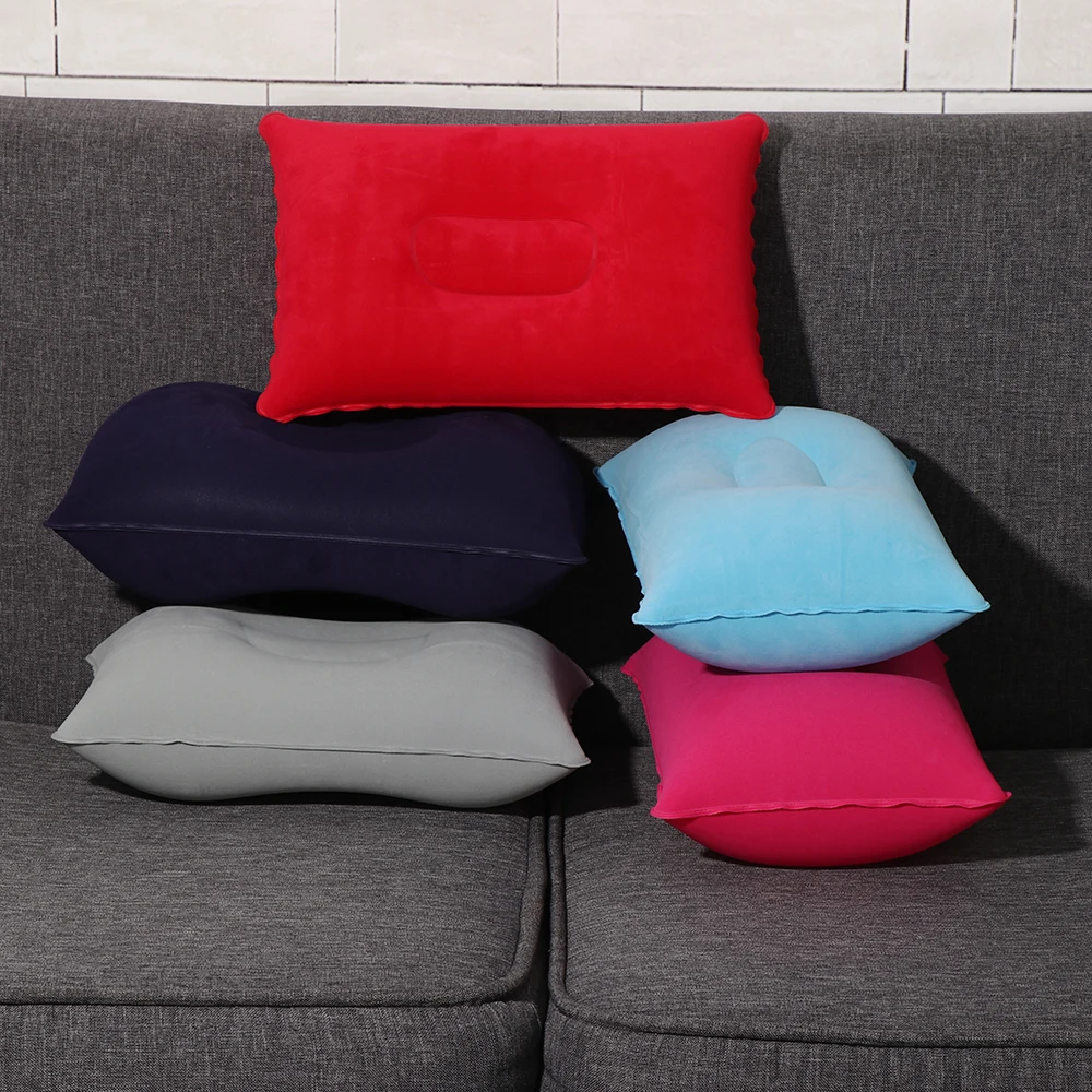 

1PC Double Sided Inflatable Pillow Square Ultralight Travel Carrying Soft Colorful Rest Flocking Home Merchandises Textile Tools