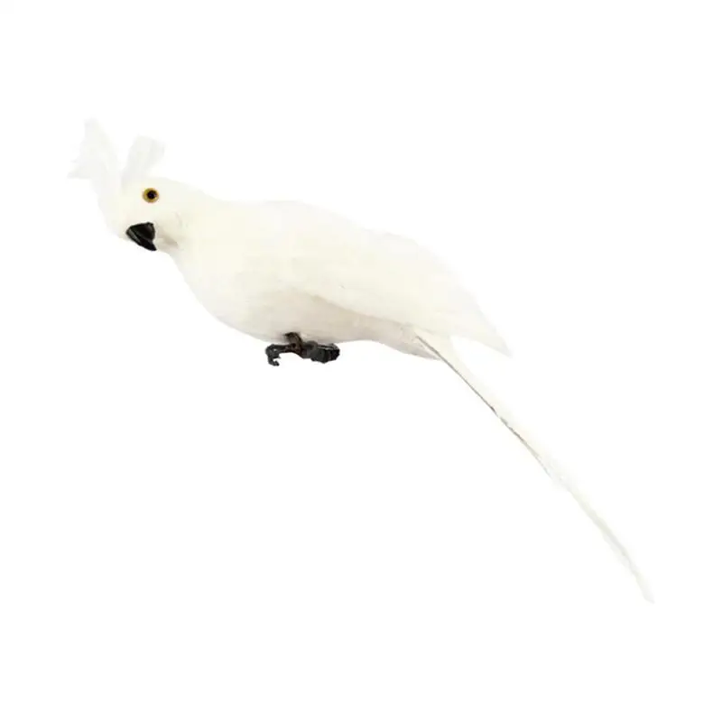 DDSTAR 2pièces 25 cm À La Main Simulation Perroquet Creative Plume Pelouse Figurine Ornement Animal Oiseau Jardin Oiseau Prop Décoration Blanc