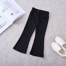 Рубашка для девочек повседневные штаны коллекция года, новые стильные весенне-осенние хлопковые Универсальные однотонные детские штаны в Корейском стиле