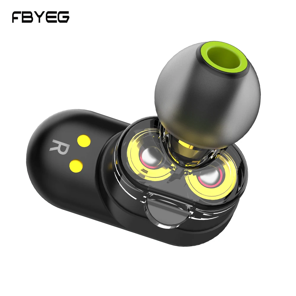 TWS Hifi Bluetooth наушники, HD стерео беспроводные наушники, шумоподавляющая игровая гарнитура, двусторонний вызов [Двойной Динамический драйвер]