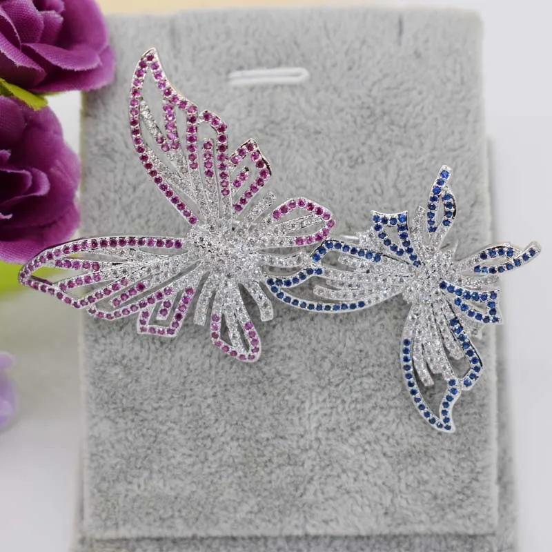 40X68MM high-end zircon butterfly brooch, gradual color pin, silk scarf buckle corsage accessories