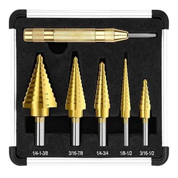 

6 Pcs/Set High-quality Professional Durable Wear-resistant Titanium Coated Straight Flute Step Drill Bit Steel Drill