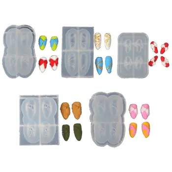 

5Pc Handmade Nail Bow Silicone Resin Mold Bowtie Carving Mold Nail Art Mould Kit N58F