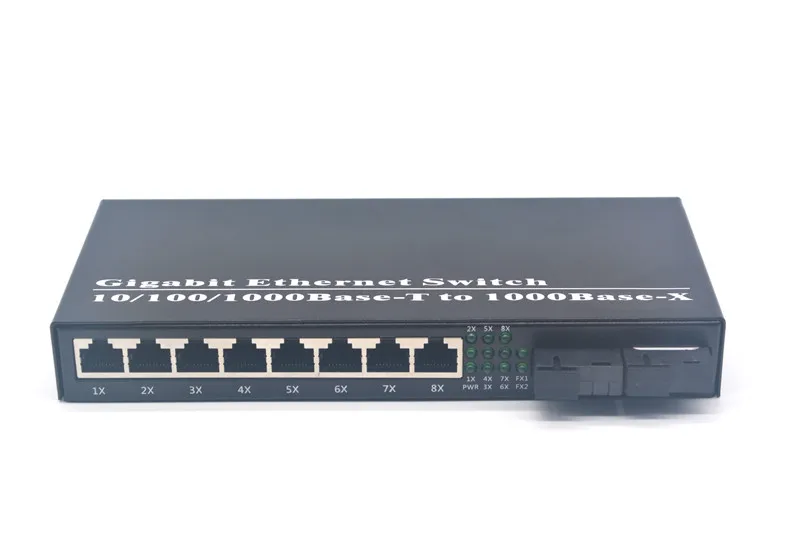 Гигабитный Ethernet коммутатор 8 портов 10/100/1000base t в 2 портовый медиаконвертер 1000Base X
