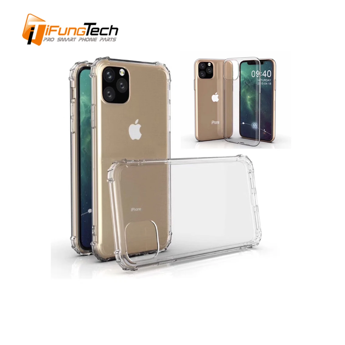 Чехол для Funda iPhone 11 Pro Max противоударный Роскошный прозрачный мягкий ТПУ чехол