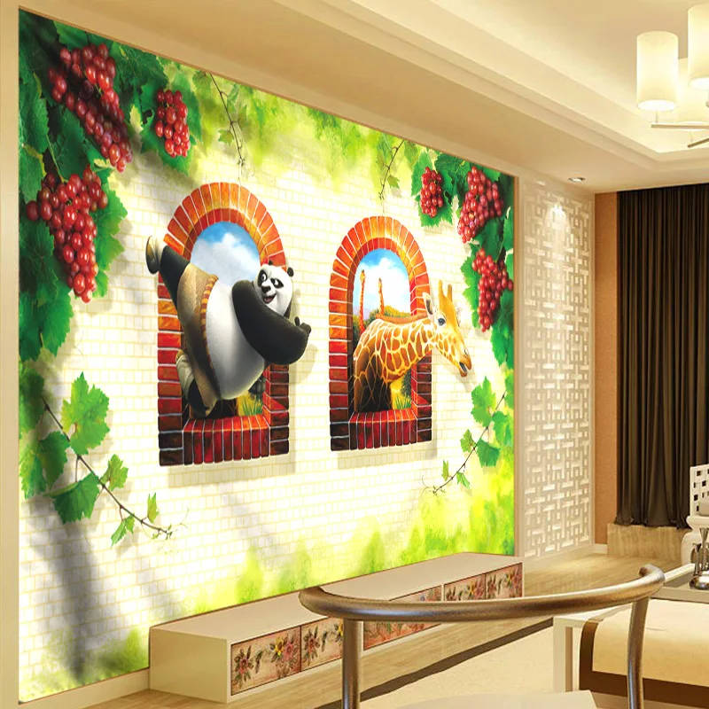 Декоративный гобелен в виде панды и оленя Настенный 3D занавес животных Ковер