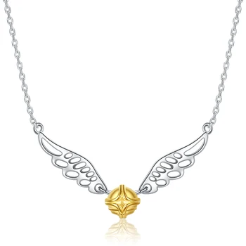 

100% 925 sterling silver classic golden snitch pendant chain gold ball wings Necklace for women fashion Jewelry gifts wholesale