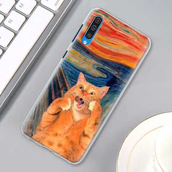 H08 Забавный да Винчи MonaLisa/Pat кошка художественный чехол для samsung Galaxy A10s A20e A30 A40 A50 A50s A60 A70 A80 A6 A8 плюс A7 A9 Хар - Цвет: H08