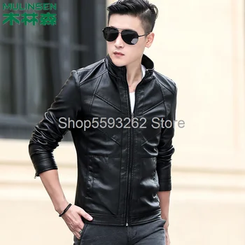 

Men's leather jacket autumn men's Pu jacket men's jacket Tide plus Velvet