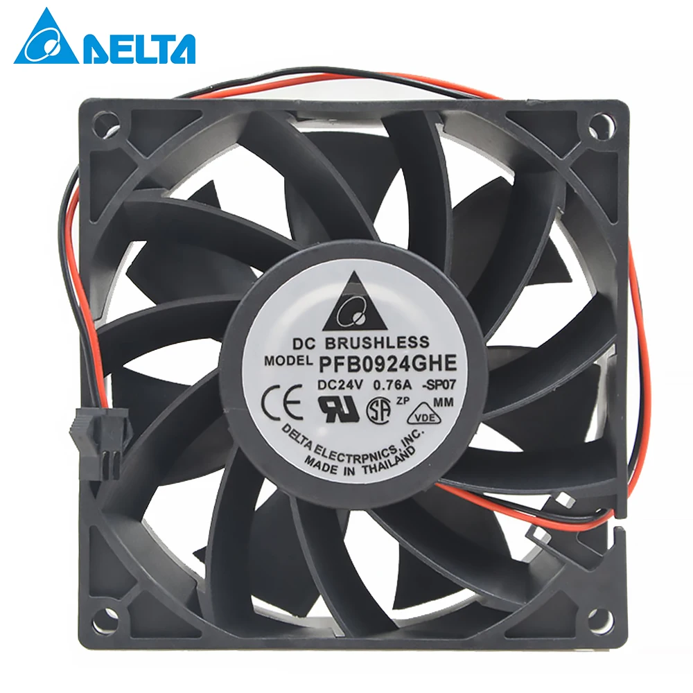 Для Delta PFB0924GHE CK20 Сервер охлаждающий вентилятор 9238 DC 24V 0.76A защитного стекла 92X92X38 мм 2-провод