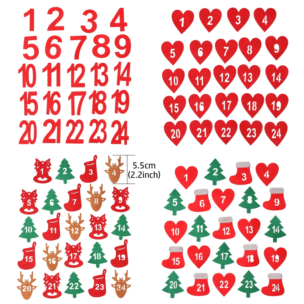 24 Number Felt Countdown Calendar Sticker christmas countdown calendar christmas advent calendar Merry Christmas Advent Calendar Xmas Decor Home Party DIY Gift Packing Label Supplies