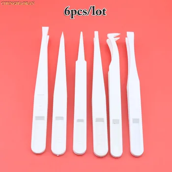 

10sets Harden Thicken White Portable Straight Bent Tweezers Plastic Anti-static Tweezers Tool Kit for iPhone Repair Hand Tools