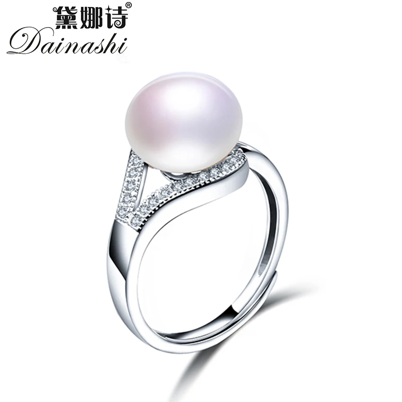 

2020 New Trendy Pearl Jewelry Luxury Rings 100% Genuine Real Natural Freshwater Pearl Adjustable Ring For Mother Gift,8mm pearl