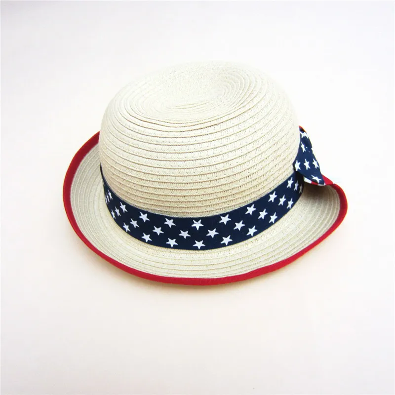 Fashion Stars and Stripes American Flag Standard Children Straw Hat Children Hat Kids Sun Hat