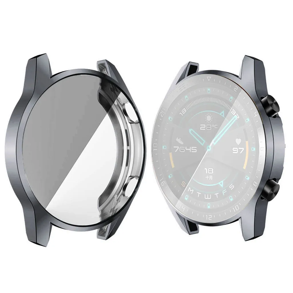 Mosunx ультра тонкий Гальванизированный прозрачный ТПУ мягкий чехол для huawei Watch GT2 46 мм предотвращает царапины ударов, Ультратонкий чехол