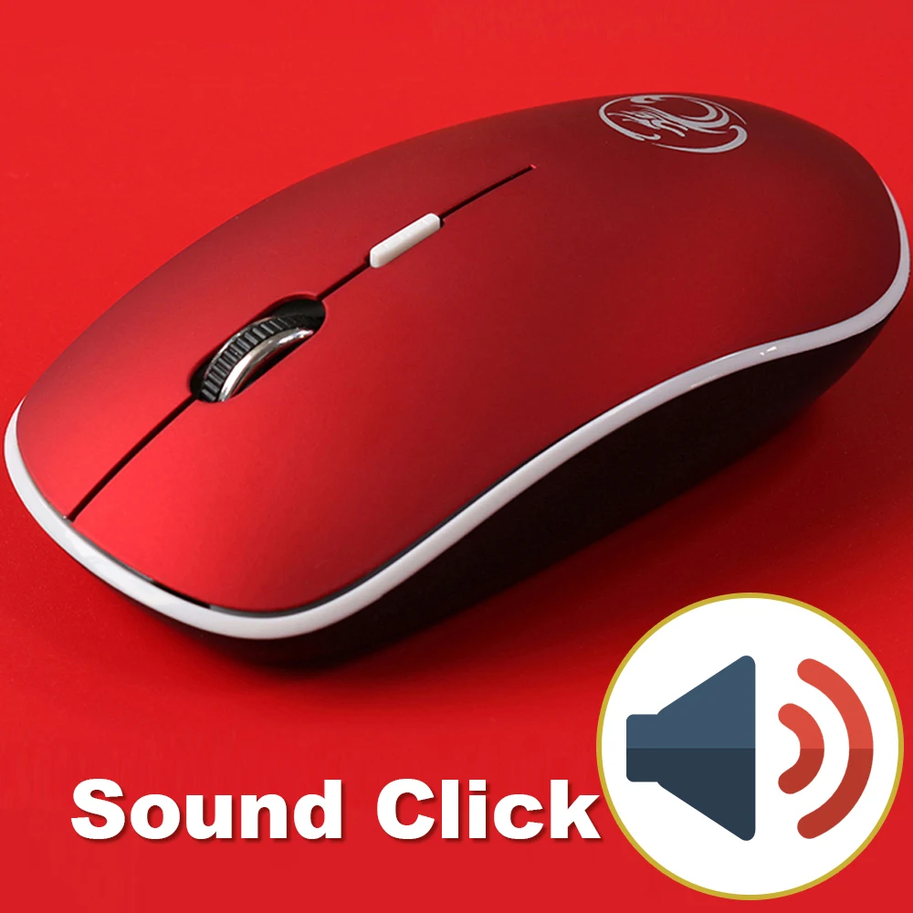 Sound Click Red IMice, беспроводная мышь, бесшумная компьютерная мышь, 2,4 ГГц, 1600 dpi, эргономичная, Mause, бесшумная USB мышь для ПК, бесшумная беспроводная мышь для ноутбука - Цвет: Sound Click Red