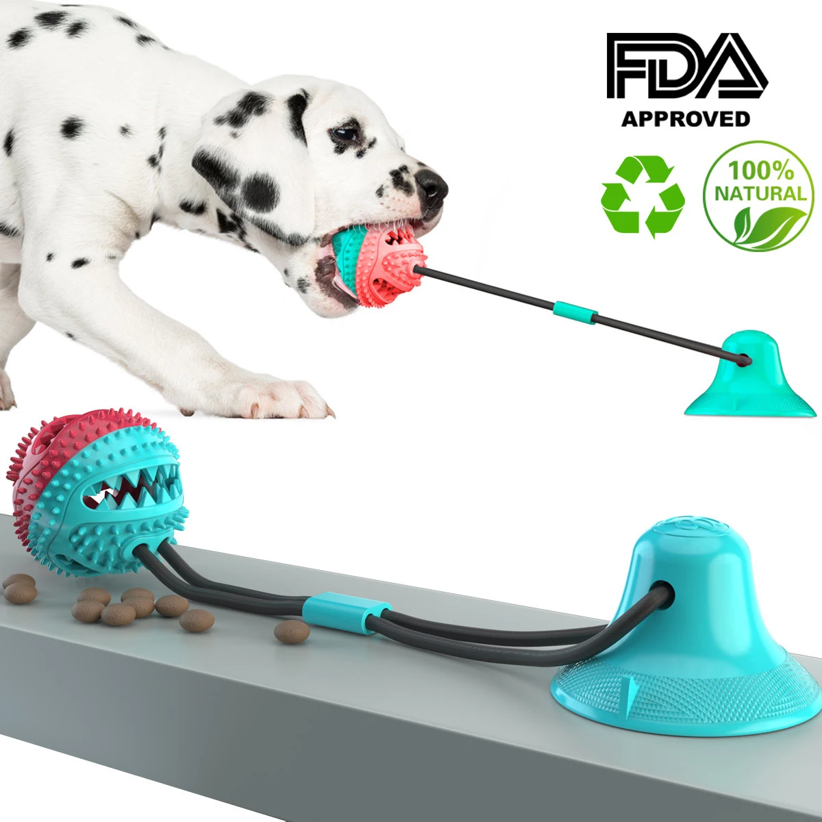 New Interactive Pet Dog Suction Cup TPR Ball Toys Pet Molar Bite Dog Toys Rubber Safe Chew Ball Cleaning Teeth Toy DT-003