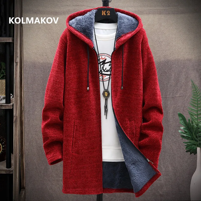 2021 Winter new arrival Men's Sweaters Cardigan Men Knitted thicken Mens Hooded Coat Male Slim Fit Knitting Sweater M 3XL