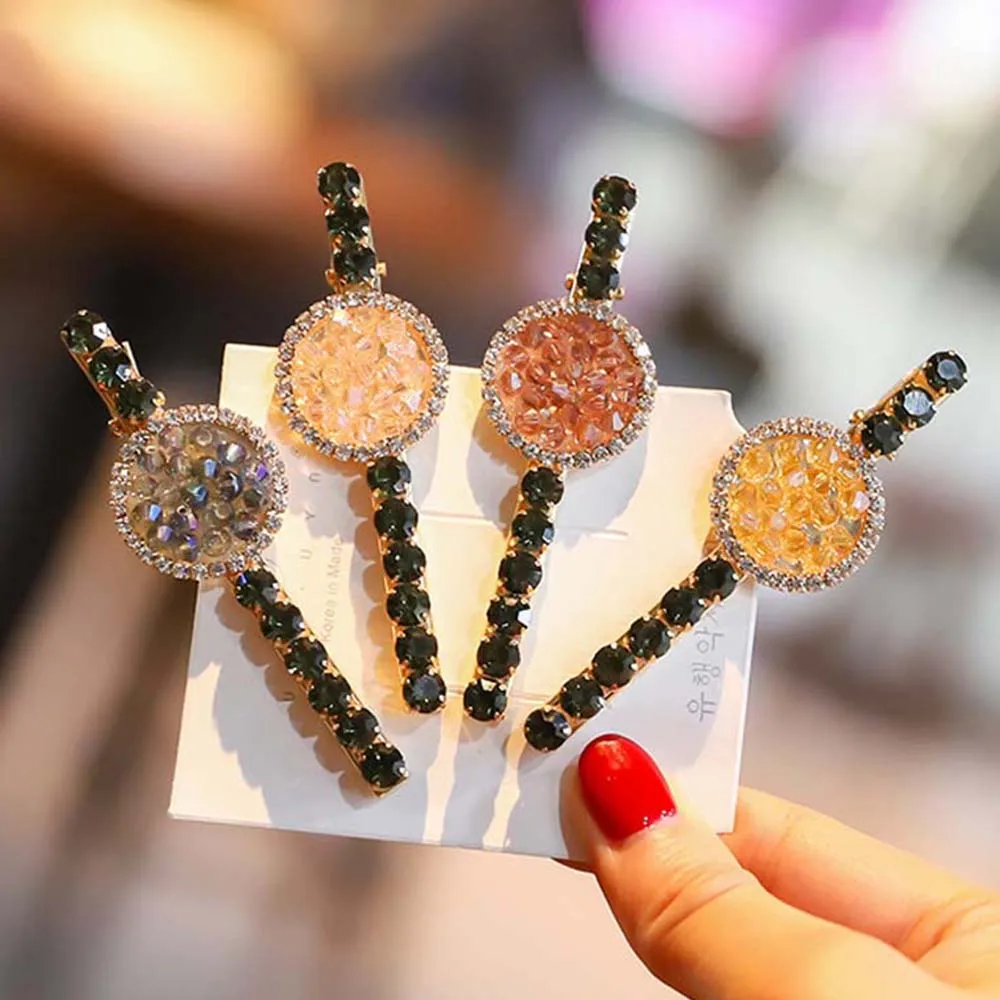 

1PC Hairpin Diamond-Studded Clip Net Red Girl Super Flash Crystal Bangs Clip Hairpin Fashion Hair Accessories for Women