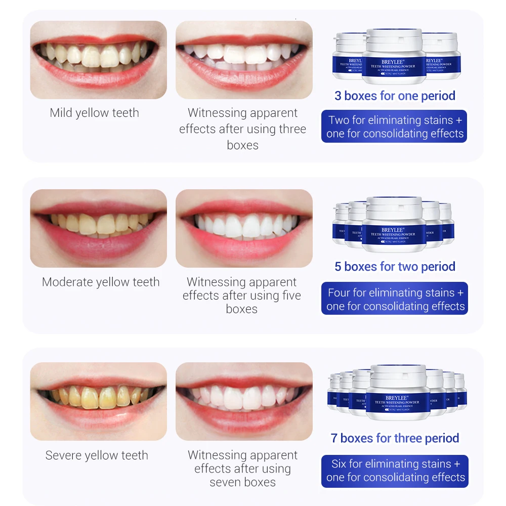 BREYLEE Teeth Bleaching Powder Tooth paste Remove plaque Spot Bleaching Dental tools Oral hygiene White toothbrush Cleaning 30g