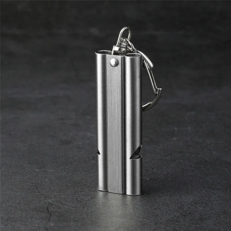 

Outdoor Hiking Hunting Camping Equipment Emergency Whistles High Pitch Double Tubes Survival Lifeguard Whistle Lanyard Keychain