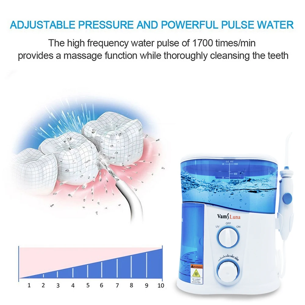 Электрический водяной поплавок ирригатор полости рта для чистки зубов профессиональный флосс 1000л с 7 наконечниками