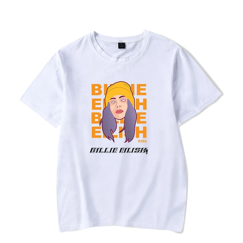 Многоцветный Billie Eilish Футболка Harajuku с круглым вырезом футболка с коротким рукавом для мужчин и женщин уличная хип-хоп футболка крутой для хипстеров футболки с графикой - Цвет: Многоцветный