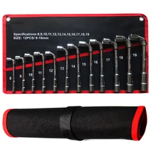Jeu de clés à douille en acier à haute teneur en carbone, pour la réparation de voitures, avec tuyau à pochette, outil à main à coude perforé 