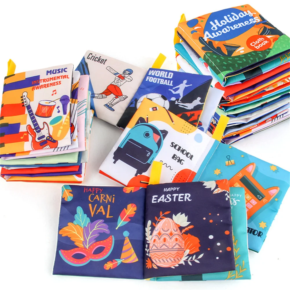 6Pcs Baby Cloth Book Intelligence Develop Soft Learning Cognize Reading Books Early Educational Toys Quiet Readings 0-12 Months