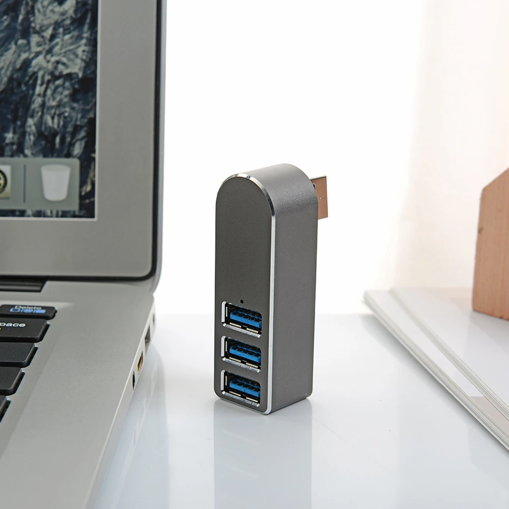 Высокоскоростной Алюминиевый сплав мини 3 порта USB 3,0 концентратор вращающийся USB разветвитель адаптер для ПК ноутбука