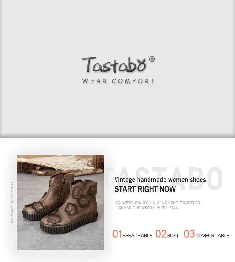 Tastabo г. Новые женские ботильоны повседневная обувь в винтажном стиле ботинки на среднем каблуке цвет хаки, серый, синий, ручная очистка, S66301