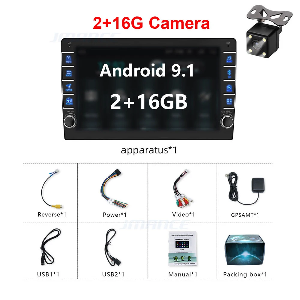 2 16G cam Четырехъядерный 1din Android 9,1 автомобильный Авторадио Стерео мультимедийный плеер ОЗУ 2 ГБ+ ПЗУ 16 Гб автомагнитола gps навигация Wi-Fi головное устройство - Цвет: 2 16G cam
