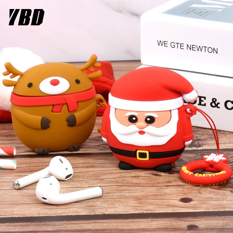 YBD Рождественский чехол для AirPods серии мягкий силиконовый Санта Apple Airpods Coque Funda