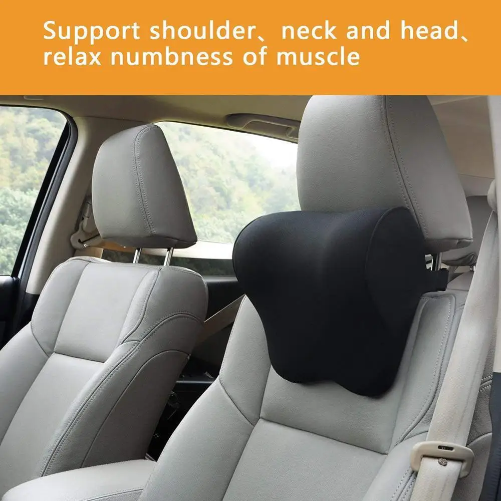 

Headrest Car Neck Pillow Seat lumbar Pillow in auto back Head rest Memory Foam Fabric For chair Travel Support Cushion covers