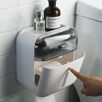 

Portable Toilet Paper Holders Multi-functional Double Tissue Box Wall-mounted Paper Holder For Bathroom And Toilet Dispenser