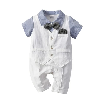 

2020 Summer new baby shorts short-sleeved romper formal little gentleman clothes baby boy cotton newborn clothes