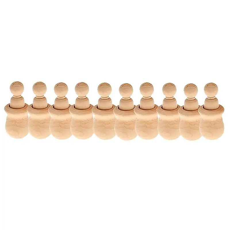 

10pcs Wooden Peg Dolls Unpainted Figures DIY Arts Crafts Supplies Kids Baby Toys for Wedding Cake Decoration Kids Painted Toys