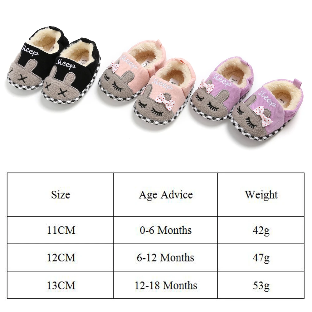 Симпатичная обувь для маленьких девочек с героями мультфильмов; зимняя теплая мягкая нескользящая обувь для малышей 0-18 месяцев