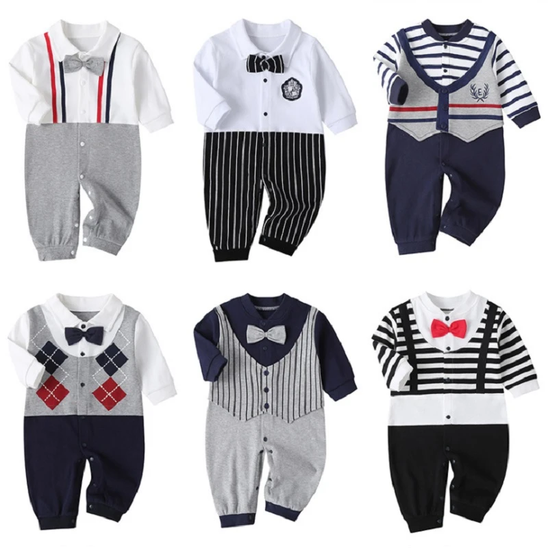 de manga larga para bebé recién nacido, estilo pajarita, ropa de bebé, pequeño hombre suave, pingüino, monos para bebé, otoño 2021|Peleles| - AliExpress