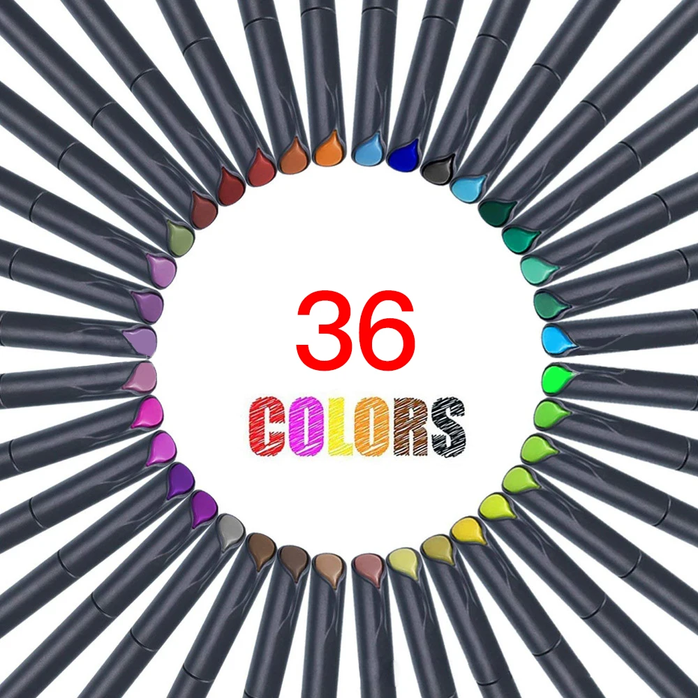 Rotuladores de colores con punta fina de 0,4mm, juego de 12/24/36 bolígrafos de Color Fineliner para escribir notas, escribir, dibujar, colorear, planificador