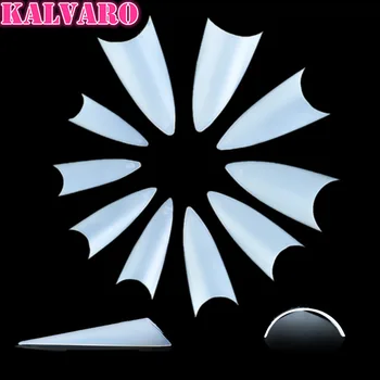 

Kalvaro 500pcs Sharp Stiletto Color Nails Flat Shape Full Cover Manicure Transparent/Natural/White French Art Fake Nail Tips