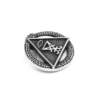 Illuminati Pyramid Eye Talisman Amulet Pendant Stainless Steel Satan Demon Devil Symbol Signet Biker Mens Pendant SWP0565A 2
