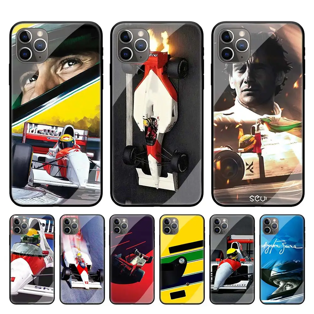 

Ayrton Senna Tempered Glass Phone Case For iphone 11 11Pro X XR XS Max 6 6S 7 8 Plus 7+ 8+ 6 +6s+ Cover Couqe
