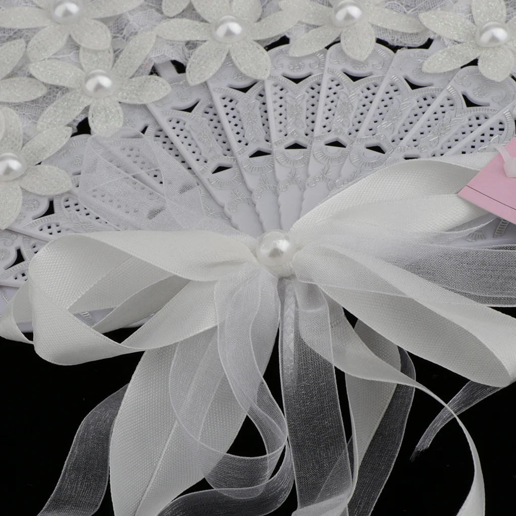 Vintage Bridal Lace Bouquet Fan Crystal Bridesmaid Bouquet Wedding Bouquet Flapper Accessories (White)