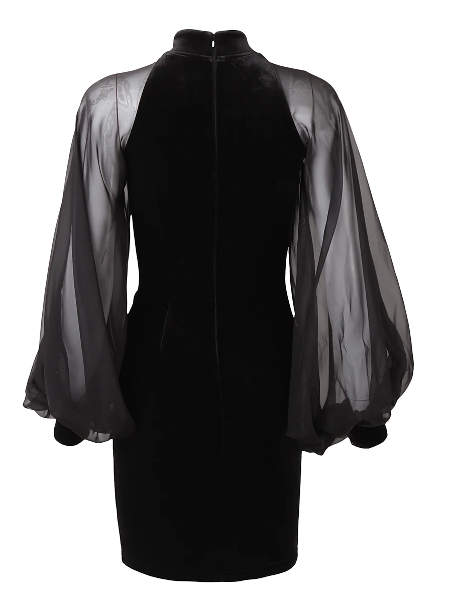 Rosetic готическое облегающее мини платье черное рукав фонарик женское сексуальное