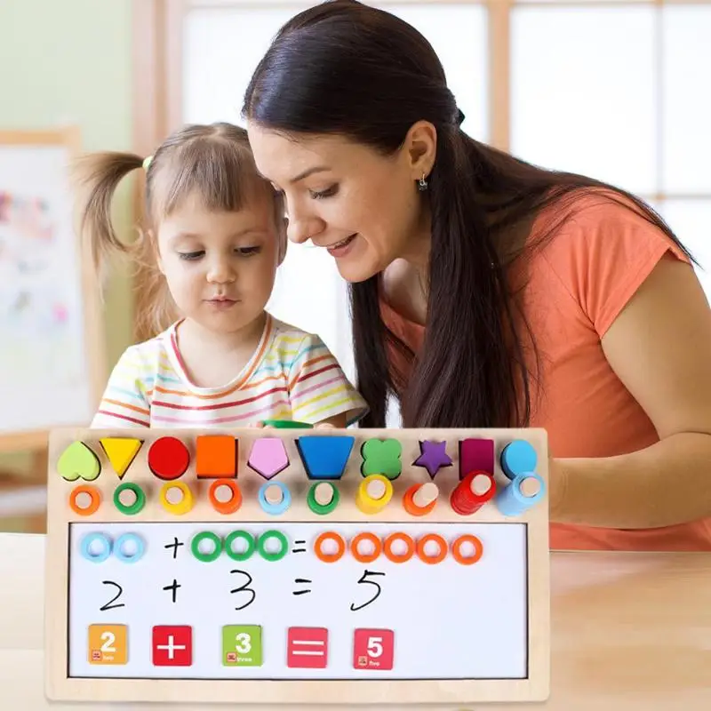 

Children's Educational Early Education Color Ferrule Multifunctional Drawing Board Wooden Shape Matching Logarithmic Board